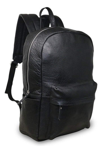 18  Negro Cuero Autentico Portatil Mochila Resistente Al