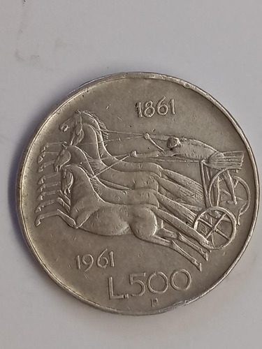 Moneda-italia-500 Liras-1961-plata 0.835 -km# 99 -excelente