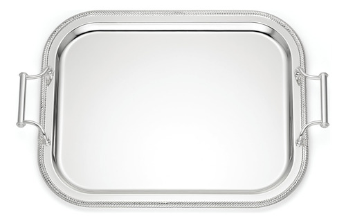 Reed & Barton Bandeja Rectangular Plateada Con Asas, 1 Unid. Color Metálico