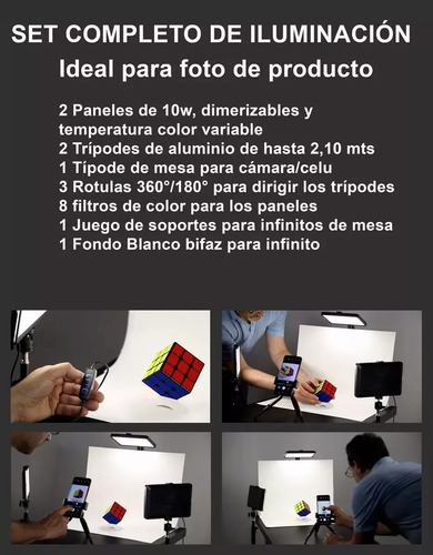 Set 2 Paneles Led Foto Producto + 3 Trípodes + Infinito