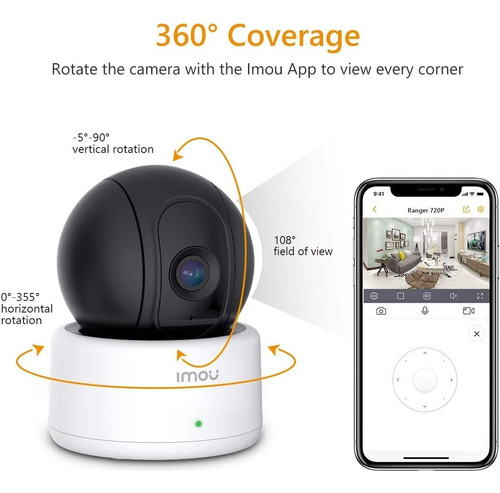 Imou Ranger Camara Wifi C/rotación Motorizada Para Interior Blanco/negro