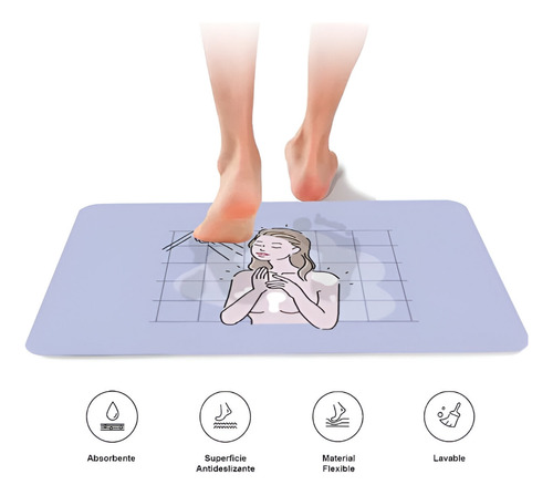 Alfombra De Baño Absorbente Rectangular Para Salida De Ducha