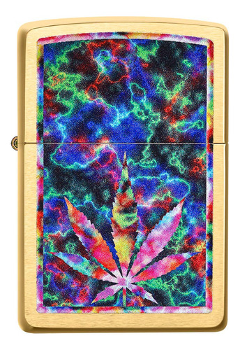 Zippo Psychedelic Leaf Mechero De Bolsillo De Latn Cepillado