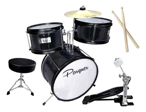 Bateria Acustica Infantil 3 Cuerpos Banqueta Plato Y Pedal