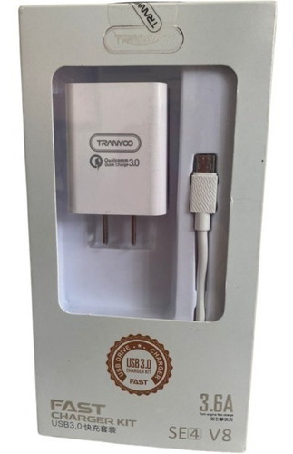 Cargador Celular Cable Entrada Usb A V8 3.6a Carga Rapida