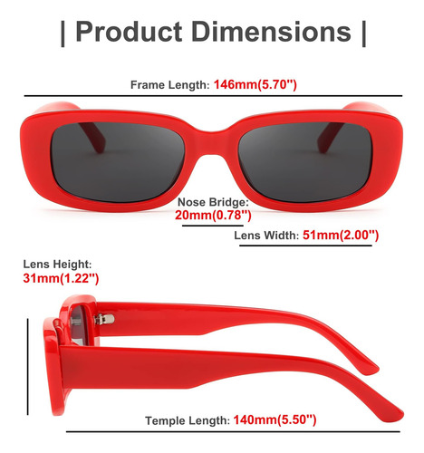 Feisedy 2pack Gafas De Sol Retro Rectangulares Gafas De Sol