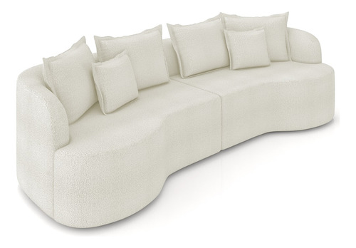 Sofá 3 Lugares 230cm Orgânico Quito Bouclê Areia Mpozenato