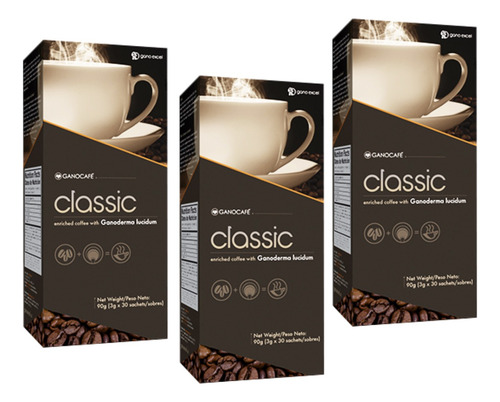 Gano Cafe Gano Excel Classic 3 Cajas 90 (sobres) De 3g C/u