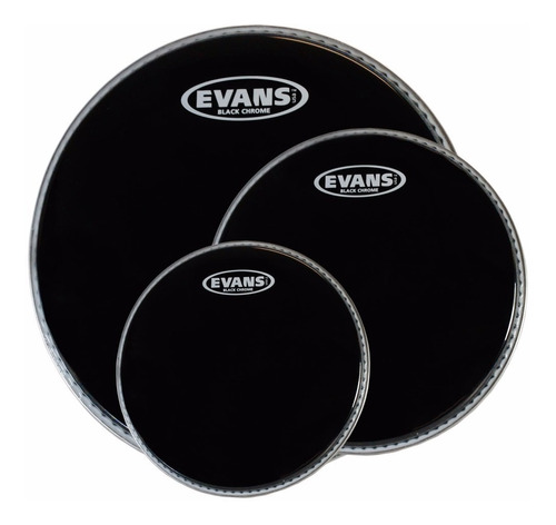 Set De Parches Evans Black Chrome 12 13 16 Negros + Onyx 14