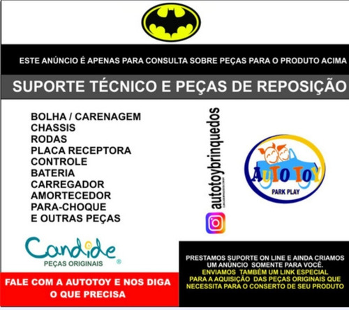Carro Batman 6v Bandeirante 9035 Peças De Reposição Consulta