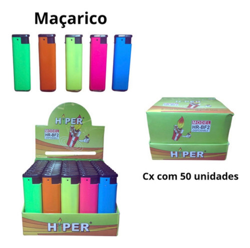 Isquueiro Maçarico Hiper, Caixa C/ 50 Unidades - Atacado