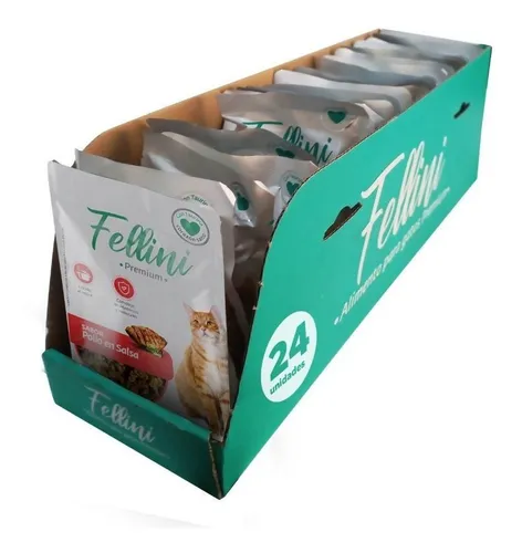 Alimento Húmedo Gato Fellini Caja 24 (un) Pollo 85g C/u