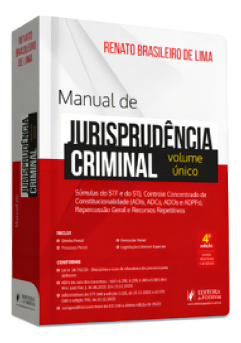 Manual De Jurisprudência Criminal - Súmulas Do Stf E Do St, De Lima De. Editorial Juspodivm, Tapa Mole En Português