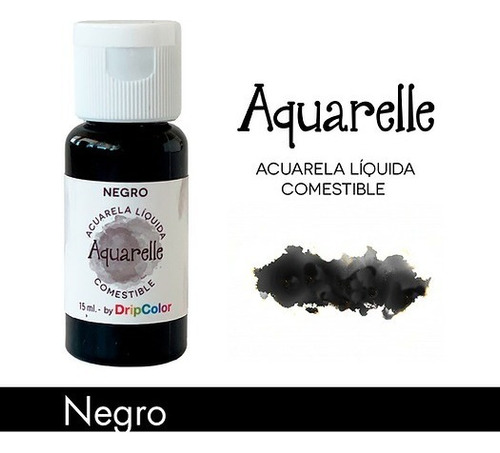 Colorante Liquido Comestible Aquarelle Drip Color Belgrano Tono Negro