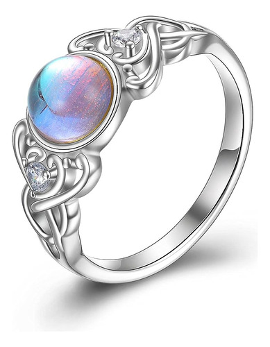 Moonstone Anillo Para Mujer Plata Diseño Celta Wiccan Para N