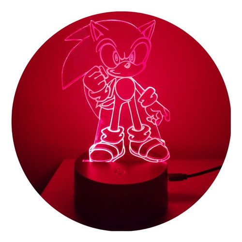 Lámpara Led Ilusión 3d Sonic 7 Colores