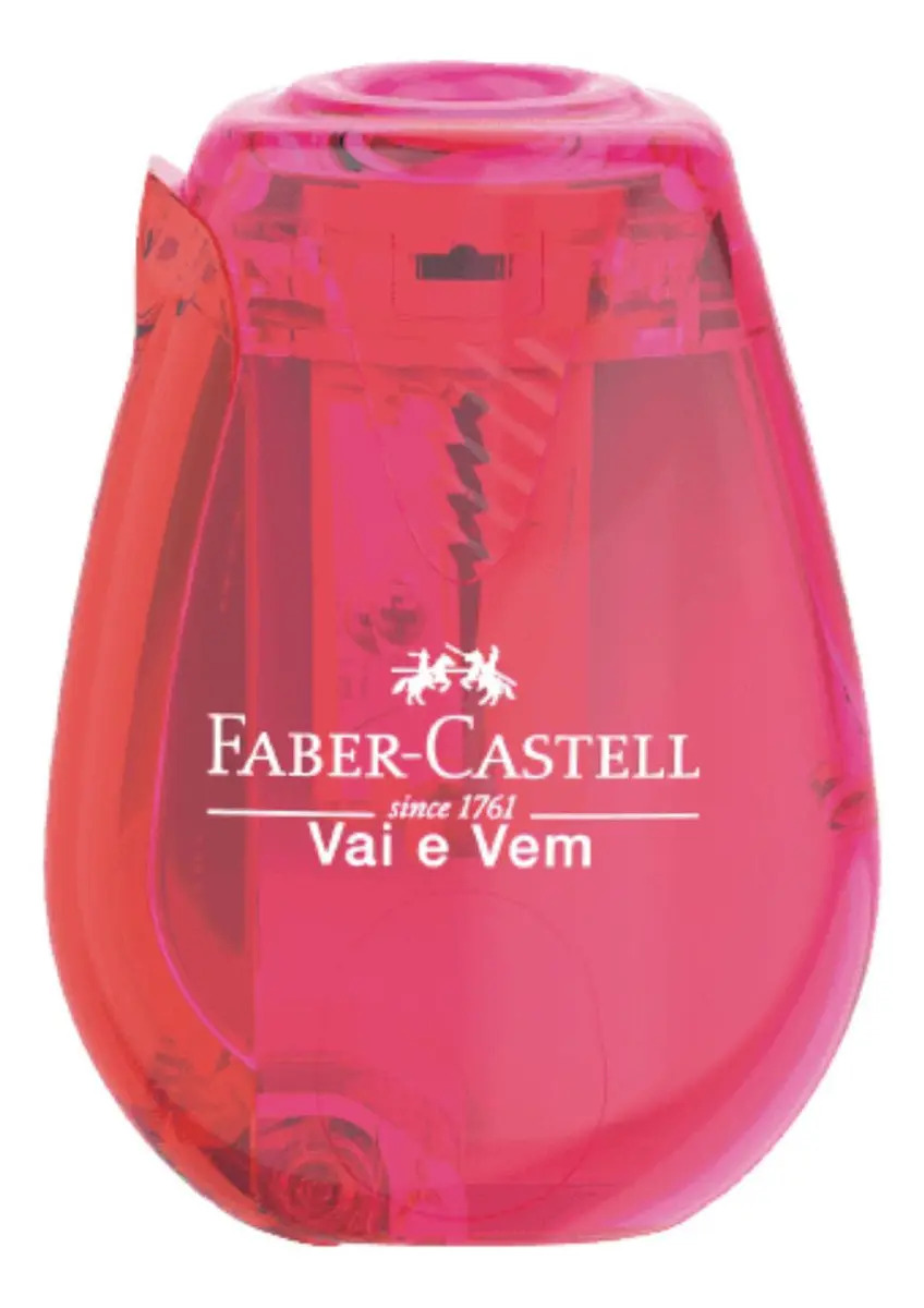 Apontador De Lápis Escolar Ambidestro Canhoto Vai Vem Faber Cor Rosa