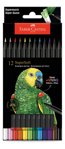 Lápis de Cor Supersoft Faber-Castell 12 Cores Vibrantes