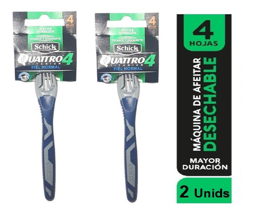 Afeitadora Schick Quattro4 Titanium 4 Hojas Set De 2unidades