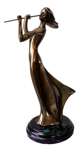 Dama Con Flauta Figura Decorativa 30cm