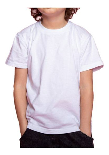 Polera Blanca De Algodón Para Niños, Escolar O Para Estampar