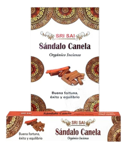 Incienso Orgánico Sándalo - Canela Sri Sai 12 Cajitas