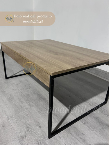 Mesa De Centro Compacta Joy Legno Base De Metal Y Tapa Mdp