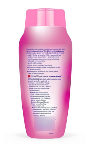 Benzal Wash Shampoo Íntimo Femenino Odor Block 355 Ml