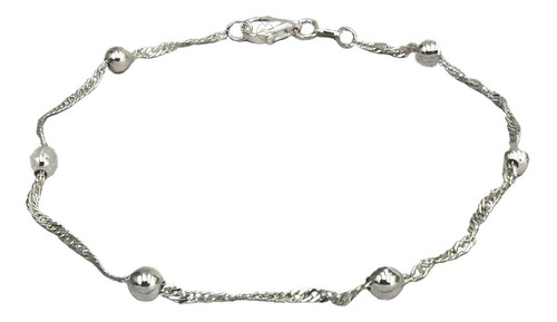 Pulsera Bolitas Pelotitas Clasica Plata Fina 925 Juvenil