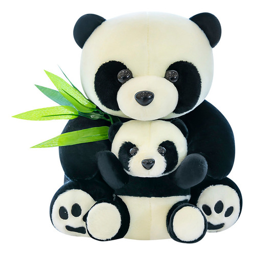 Muñeco Peluche Panda Madre E Hijo Abrazando 35cm