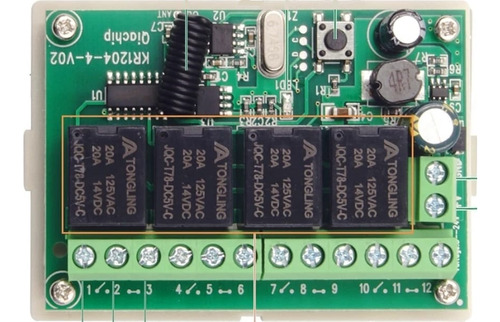 Kit Control Relay  Inalámbrico 4 Canales ,2 Controles Remoto