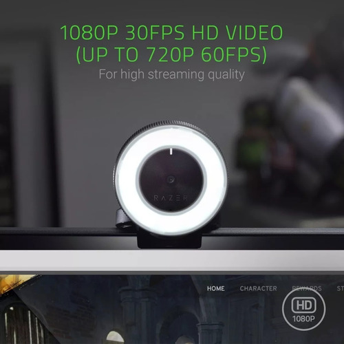 Imagen 3 de 7 de Webcam Gamer Razer Kiyo Para Streaming Con Iluminación