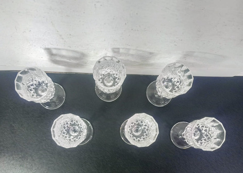 Vintage Juego Copas Para Jerez Cristal Cortado Transparente (Usado)