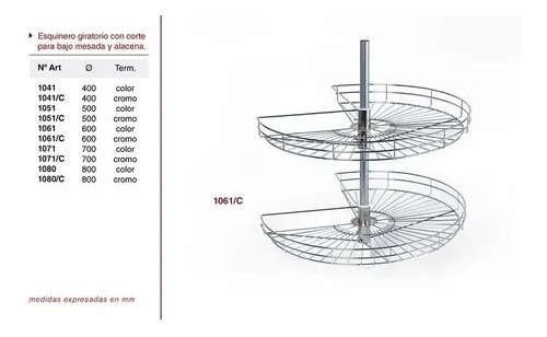 Imagen 2 de 3 de Canasto Giratorio Fark 1061 3/4 Bajomesada D 60cm - Blanco