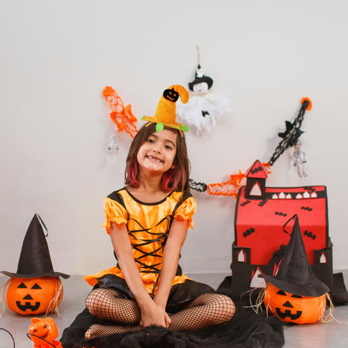 6 Pz Diadema Con Sombrero Calabaza Halloween Fiesta Disfraz