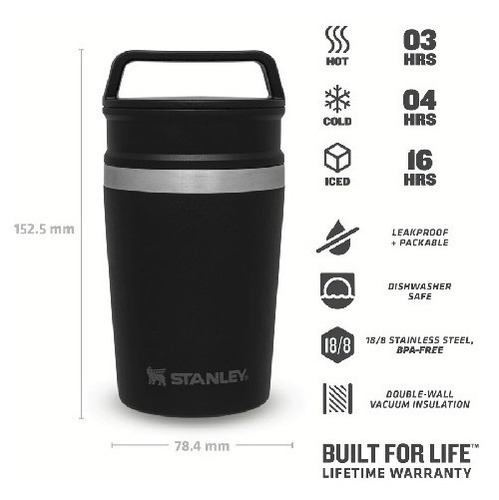 Vaso térmico Stanley Adventure Shortstack Travel color negro 236mL