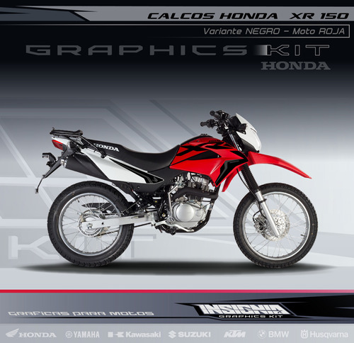 Calcos Honda Xr 150 Moto Roja - Variante Negro - Insignia