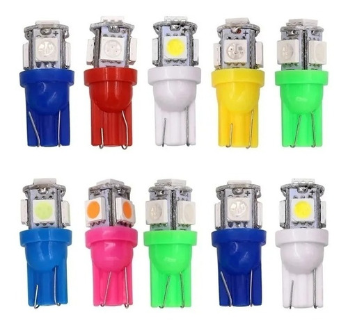 X2 Ampolletas Led T10 Colas De Pescado / Varios Colores