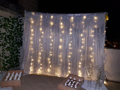 Imagen 7 de 10 de Cortina D Tela Para Decoracion Luces Led Fiestas Casamientos