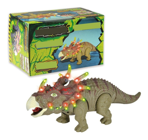Dinosaurio Triceratops Camina Con Luces Y Sonido Juguete