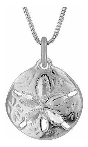 Collar - Sterling Silver Sand Dollar Charm Pendant Necklace,