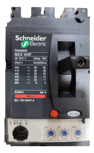 Disjuntor Nsx100f Mic 2.2 100a 3p C10f32d100 - Schneider