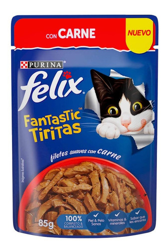 Purina Felix Fantastic Tiritas Gato Sobre Carne 85g