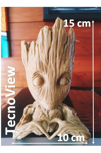 Baby Groot Pla Impreso 3d Lapicero O Macetero 15cms