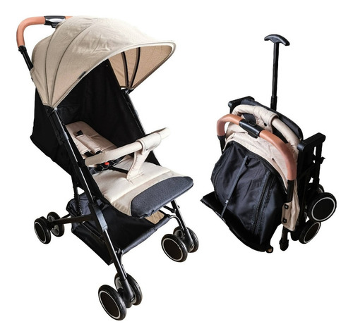 Carriola Prinsel Sprint Light Reclinable Con Baston Color Beige Chasis Plateado