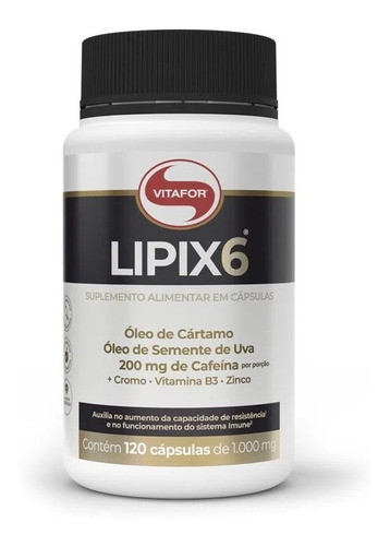 Òleo Cártamo + Oleo Uva + Cafeína Lipix6 120 Caps Vitafor 