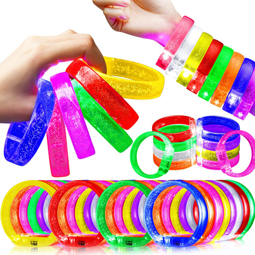 Juego De 40 Pulseras Con Luces Led Que Brillan En La Oscurid