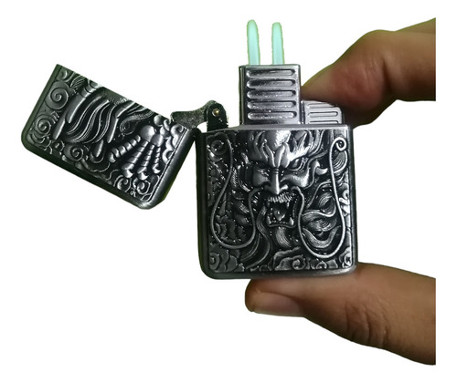 Encendedor Doble Soplete Recargable Dragon Cromo Sin Gas