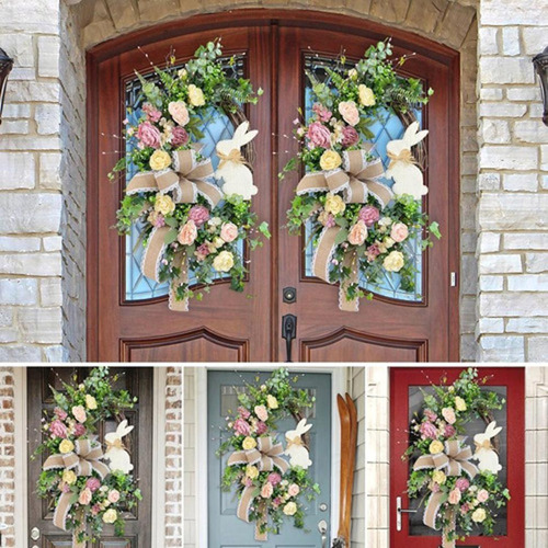 Corona De Flores De Pascua, Decoración De Pared, Puerta