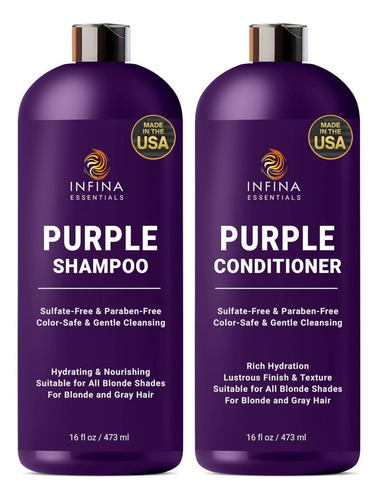 Conjunto De Shampoo E Condicionador Roxo Infina Essentials -